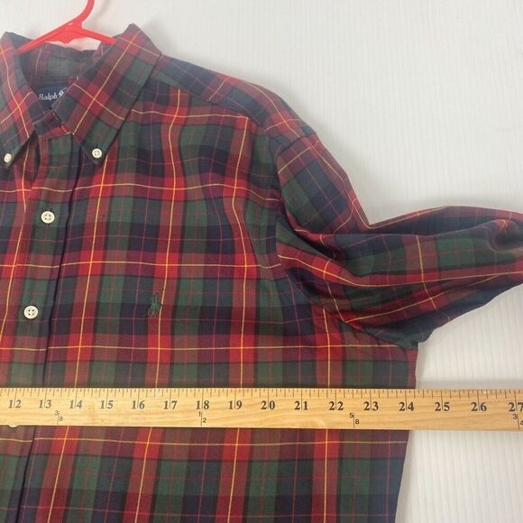 Polo Ralph Lauren Shirt Men SZ L Green Red Plaid Button Down Classic Fit Pony - Picture 7 of 16